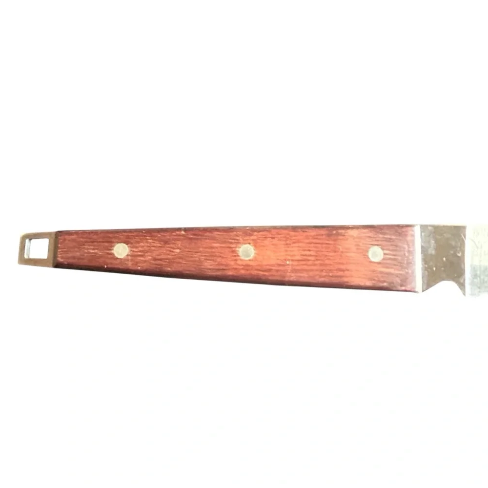Ekco Flint Vintage Stainless Steel Bread Knife Arrow Head 3 Rivet Wood‎ Handle